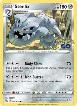 Steelix (044/078) [Pokemon GO] Lightly Played Reverse Holofoil Pokemon TCG - Image 1