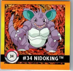 1999 Pokemon Series 1 Artbox Sticker Card - Nidoking #34 - NM - Image 1