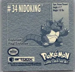 1999 Pokemon Series 1 Artbox Sticker Card - Nidoking #34 - NM - Image 2