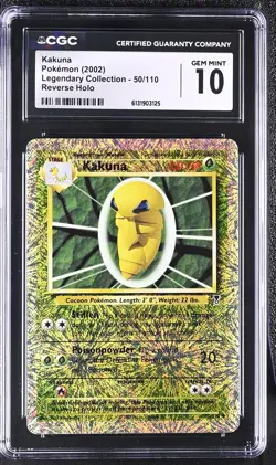 CGC 10 GEM MINT Kakuna 50/110 Legendary (collection) Reverse Holo Pokemon Card - Image 1