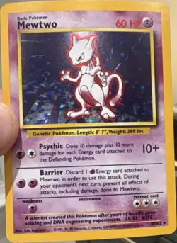 Pokemon TCG Base Set Mewtwo Holo 1999 3 Card Lot English 10/102 Ken Sugimori - Image 1