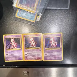 Pokemon TCG Base Set Mewtwo Holo 1999 3 Card Lot English 10/102 Ken Sugimori - Image 3