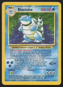 Blastoise 2/102 Holo Rare Base Set Unlimited Pokemon English MP - Image 1
