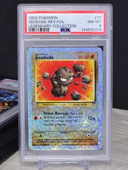 Pokemon Card Geodude 77/110 Reverse Foil Legendary Collection 2002 Rare PSA 8 - Image 1