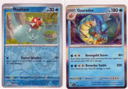 2 PALDEA EVOLVED POKEMON RARE GYARADOS (Holo) 43/193+ MAGIKARP (Rev Holo) 42/193 - Image 1