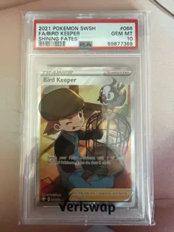 Pokemon Shining Fates Bird Keeper 066/072 Full Art Holo PSA 10 Gem Mint - Image 1