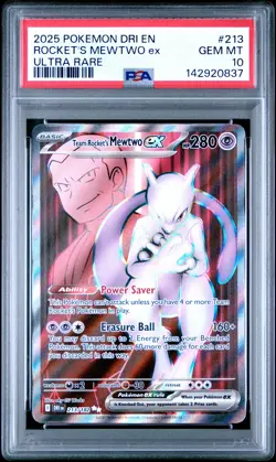 2025 POKEMON DRI EN-DESTINED RIVALS ULTRA RARE TEAM ROCKET'S MEWTWO EX PSA 10 - Image 1