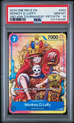 2024 ONE PIECE #043 2ND ANNIVERSARY TOURNAMENT STAMP PROMO MONKEY D LUFFY PSA 10 - Image 1