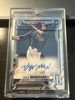 2021 Bowman Chrome 1st Auto Kyle Manzardo CDA-KM ROOKIE RC Guardians Autograph - Image 1