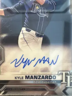 2021 Bowman Chrome 1st Auto Kyle Manzardo CDA-KM ROOKIE RC Guardians Autograph - Image 3