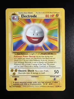 Electrode 21/102 Non Holo Rare Base Set Pokemon Card - Image 1
