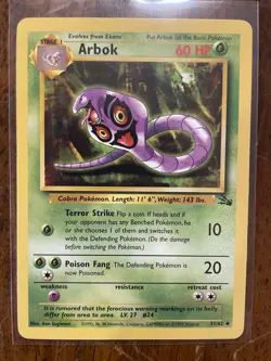 Pokemon TCG Arbok Fossil Base Set Unlimited Uncommon Card 31/62 - Image 1