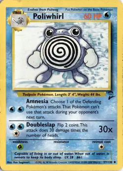 Poliwhirl 057/130 Base Set 2 Pokemon Card TCG - Image 1