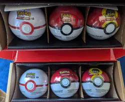 Pokemon Card TCG Pokeball Tin Set 6 Pokeballs (18 Booster Packs Total) - Image 1