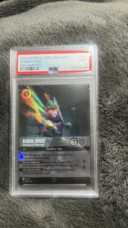 Disney Lorcana Robin Hood Enchanted Holo Into the Inklands PSA 9 221/204 - Image 1