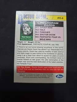 1991 Marvel Super-Villains Dr. Doom Card #H-4 - Image 4