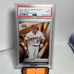 2025 Topps Chrome Black Baseball - MIKE TROUT #5 Orange Refractor #’d 1/25 PSA 9 - Image 1