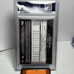 2025 Topps Chrome Black Baseball - MIKE TROUT #5 Orange Refractor #’d 1/25 PSA 9 - Image 2