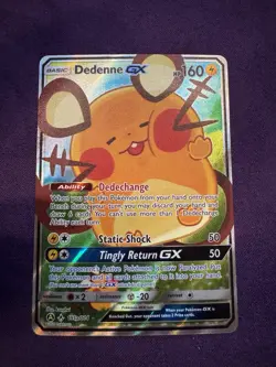 Pokemon TCG Dedenne GX Promo Full Art Alternate Art Card 195a/214 LP - Image 1