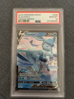 Pokemon TCG Glaceon v Crown Zenith Holo Ultra Rare Card 038/159 Psa 10 - Image 1