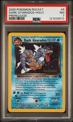 2000 POKEMON ROCKET PRERELEASE #8 DARK GYARADOS-HOLO PSA 7 - Image 1