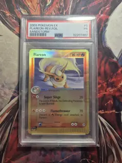 Flareon PSA 1 (POP 4) Pokemon EX Sandstorm 2003 Reverse Holo #5/100 - Image 1