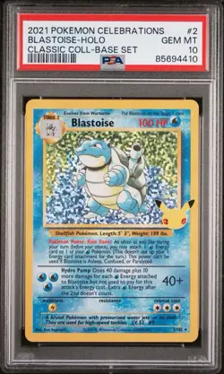 2021 Pokemon Celebrations Blastoise Holo PSA 10 Classic Coll Base Set 2/102 - Image 1