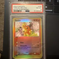 2003 POKEMON BLACK STAR PROMO #008 TORCHIC-REVERSE FOIL PSA 8 - Image 1