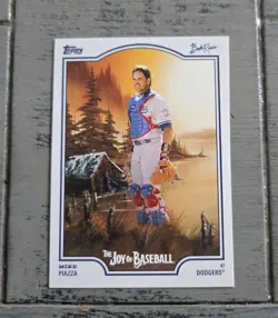2025 Topps x Bob Ross The Joy of Baseball Mike Piazza #52 Dodgers - Image 1