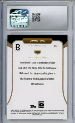 JIMMIE FOXX 2025 TOPPS WELCOME TO THE CLUB CRACKED ICE FOIL GEM MINT 10 - Image 2