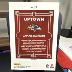 Lamar Jackson Uptown Prizm Insert 2025 Panini Donruss Optic Ravens Card #13 - Image 2