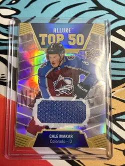 2019 UPPER DECK ALLURE #T50-9 CALE MAKAR TOP 50 JERSEY PATCH Colorado Avalanche - Image 1