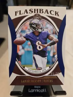 Lamar Jackson BALTIMORE RAVENS 2021 LEGACY FLASHBACK BLUE PARALLEL /50 SP MVP - Image 1