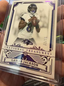 2025 National Treasures Lamar Jackson Purple Holo Team Color Match /75 Ravens - Image 3