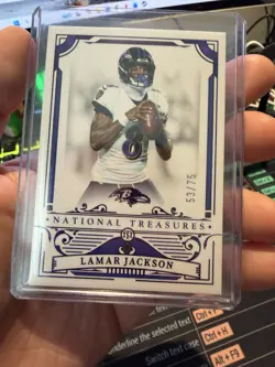 2025 National Treasures Lamar Jackson Purple Holo Team Color Match /75 Ravens - Image 4