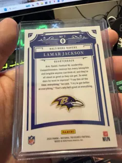 2025 National Treasures Lamar Jackson Purple Holo Team Color Match /75 Ravens - Image 5