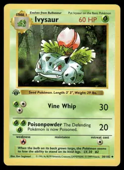 Ivysaur 30/102 1st Edition Base Set Shadowless Uncommon NM EBAY LIVE MONDAY - Image 1