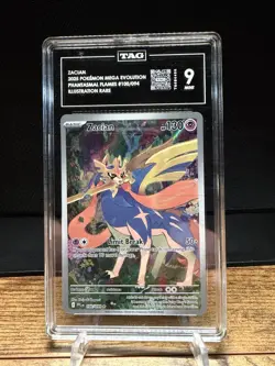 Pokemon Zacian Me02 Phantasmal Flames Illustration Rare Holo TAG 9 #100/094 2025 - Image 1