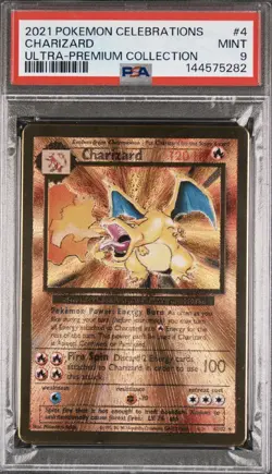 2021 Pokemon Charizard Metal Foil Promo Celebrations PSA 9 #004/102 - Image 1