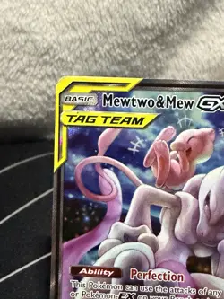DAMAGED Pokemon Mewtwo and Mew GX SM191 Promo Tag Team 2019 Sun & Moon - Image 3