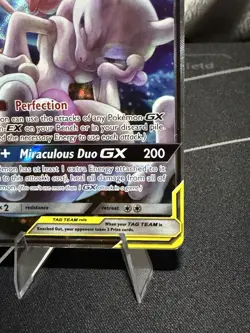 DAMAGED Pokemon Mewtwo and Mew GX SM191 Promo Tag Team 2019 Sun & Moon - Image 5