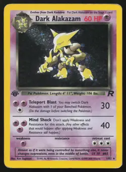 Dark Alakazam 1/82 1st Edition Holo Rare Team Rocket English SWIRL HP - Image 1