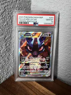 2023 POKEMON SWSH BLACK STAR PROMO #291 FULL ART/LUCARIO VSTAR PSA 10 - Image 1
