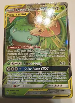 Pokemon TCG Venusaur & Snivy GX 1/236 Tag Team Cosmic Eclipse Full Art Holo - Image 1