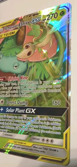 Pokemon TCG Venusaur & Snivy GX 1/236 Tag Team Cosmic Eclipse Full Art Holo - Image 3