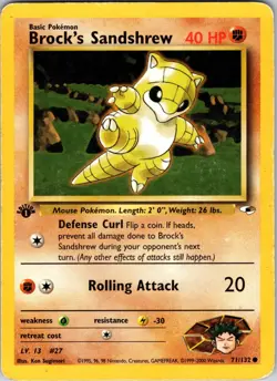 Brock's Sandshrew (71) 071/132 Gym Heroes Pokemon HP 1st Edition - Image 1