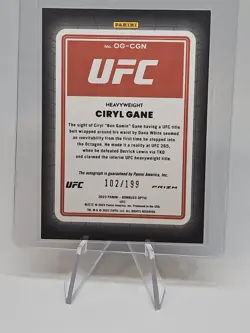 CIRYL GANE-2023 PANINI OPTIC UFC OPTI-GRAPHS RED HOLO AUTO 102/199. CARD #OG-CGN - Image 2