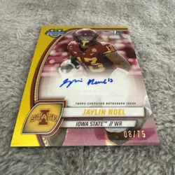 JAYLIN NOEL 2024 1st Bowman Chrome U Yellow Refractor Auto /75 Rookie RC #PA-JNO - Image 2