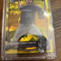 2025 Bowman Chrome Draft Sapphire Edition - Brody Brecht Yellow /75 (RC) - Image 2