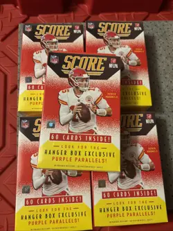 Lot of 5 - 2021 Panini Score NFL Football Hanger Boxes - New Factory Sealed Five 613297968368 - Image 1